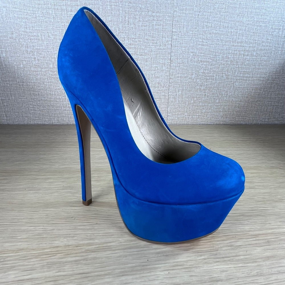 Zigi Girl Blue Suede Platform Pumps Stiletto High Heels Size 7 Brazil ZG13204-01